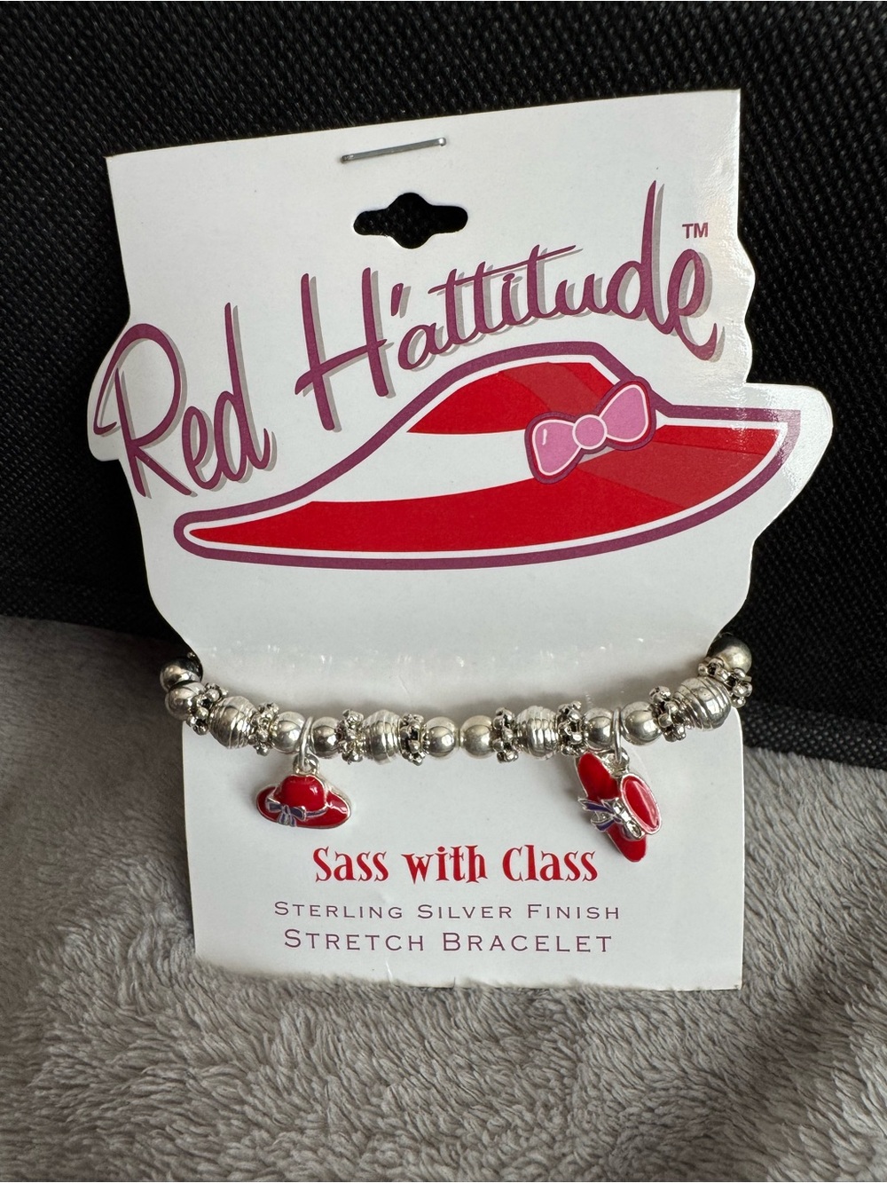 $12 or 3/$30!! Red Hat Charm Stretch Bracelet